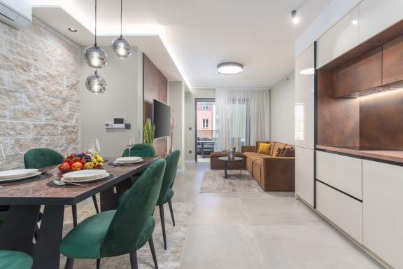 Apartment with balcony and sauna